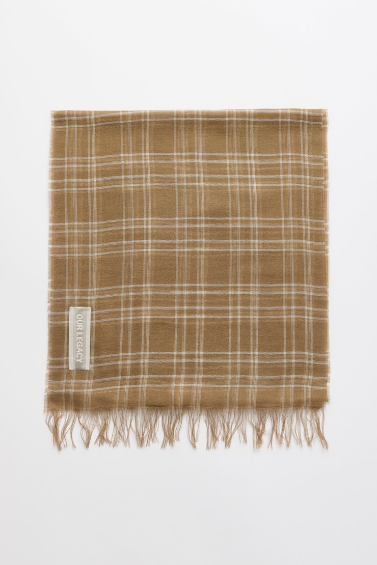 COTTAGE SCARF - Walnut Grid Sparse Tencel