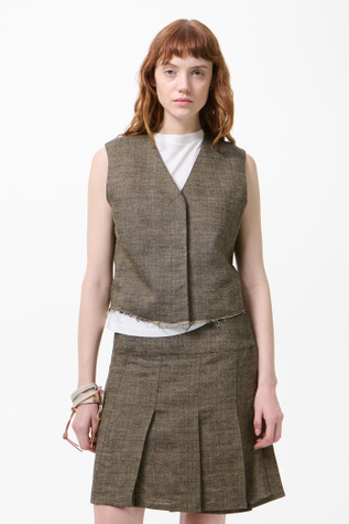 Base Waistcoat Deep Husk Soft Grain Weave