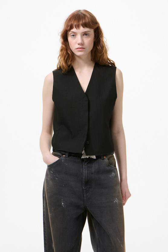 Our Legacy - Base Waistcoat Soot Black Techflax
