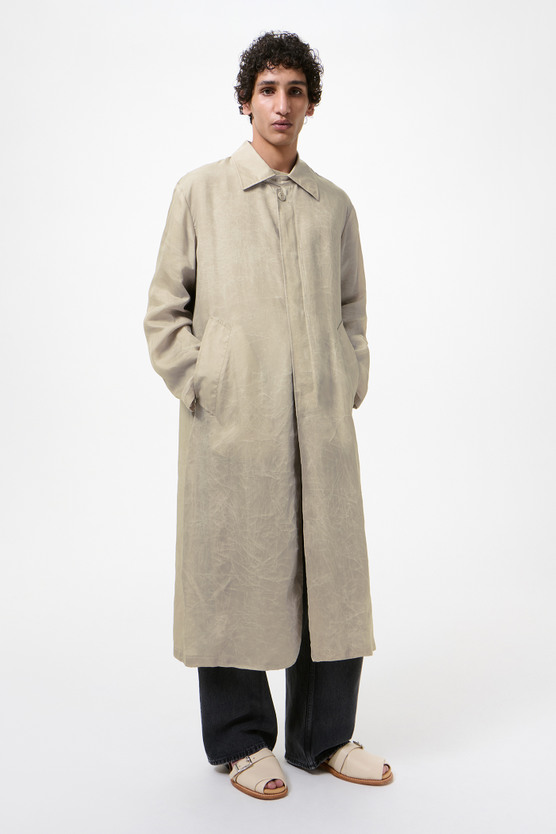 Our Legacy - Cloak Carcoat Ghost Grey Wax Dipped Cupro