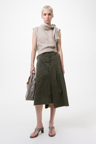 Origami Skirt Antique Mudd Coated Sateen