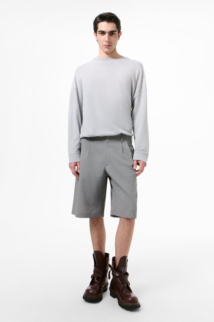 Our Legacy - Ponte Shorts Frosted Moss Check Nexwool