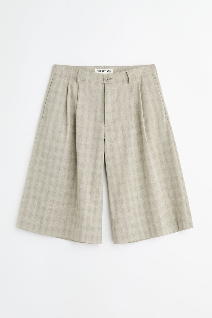 Our Legacy - Split Shorts Sage Trail Check Dryline Weave