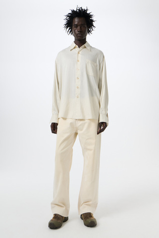Above Shirt Faded Bone Windstripe Lyocell