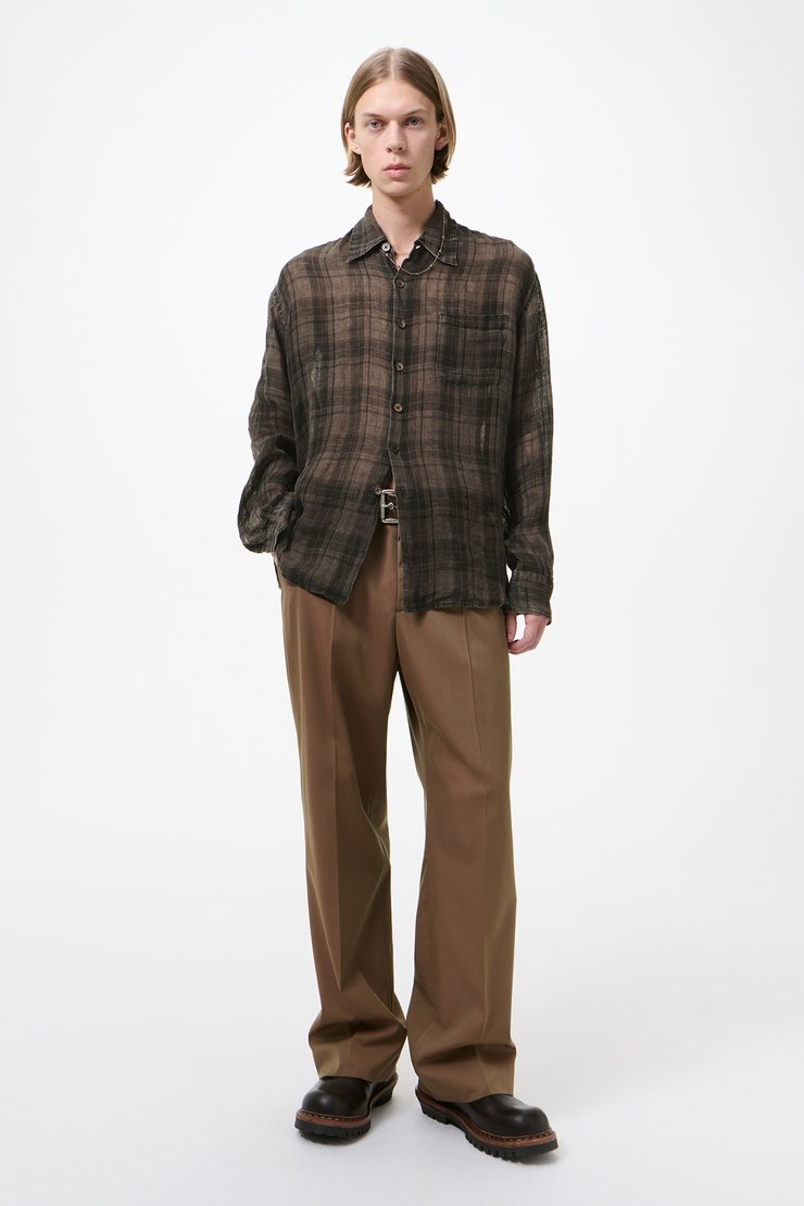 ABOVE SHIRT - Penumbra Check Sheercoat Linen