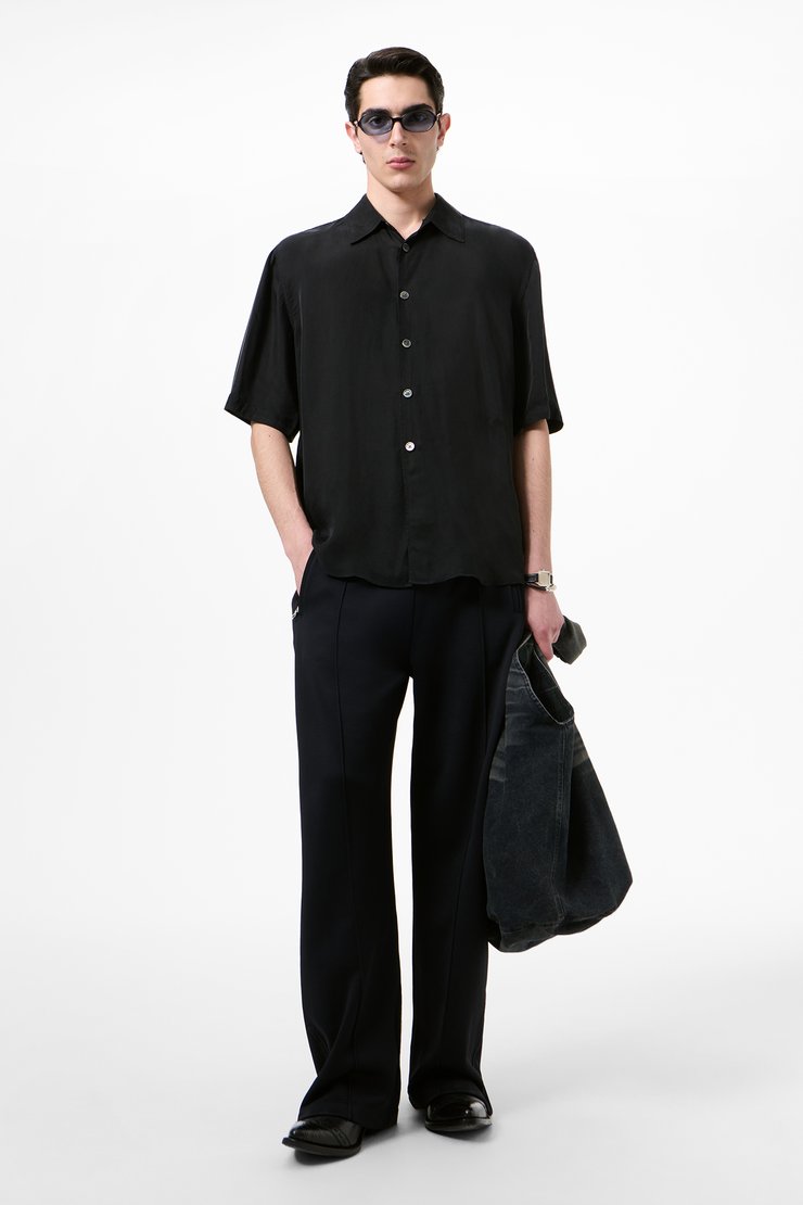 トップス Our Legacy - beyond bd shirt black 44 Our Legacy - Beyond Shirt Shortsleeve Char Black Dustveil Cupro