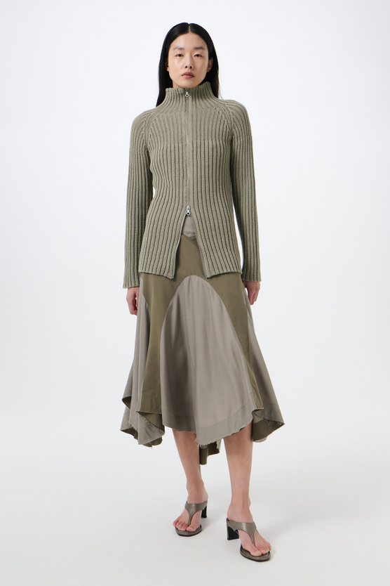 Our Legacy - Column Zip Cardigan Silver Sage Coarse Linen Wool