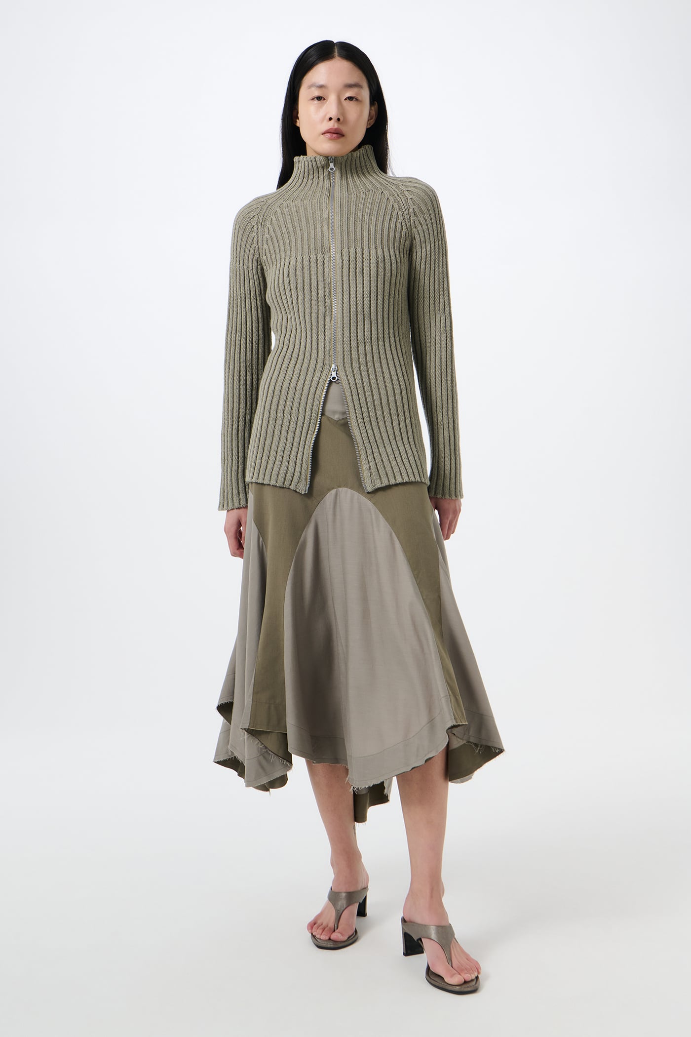 Our Legacy - Column Zip Cardigan Silver Sage Coarse Linen Wool
