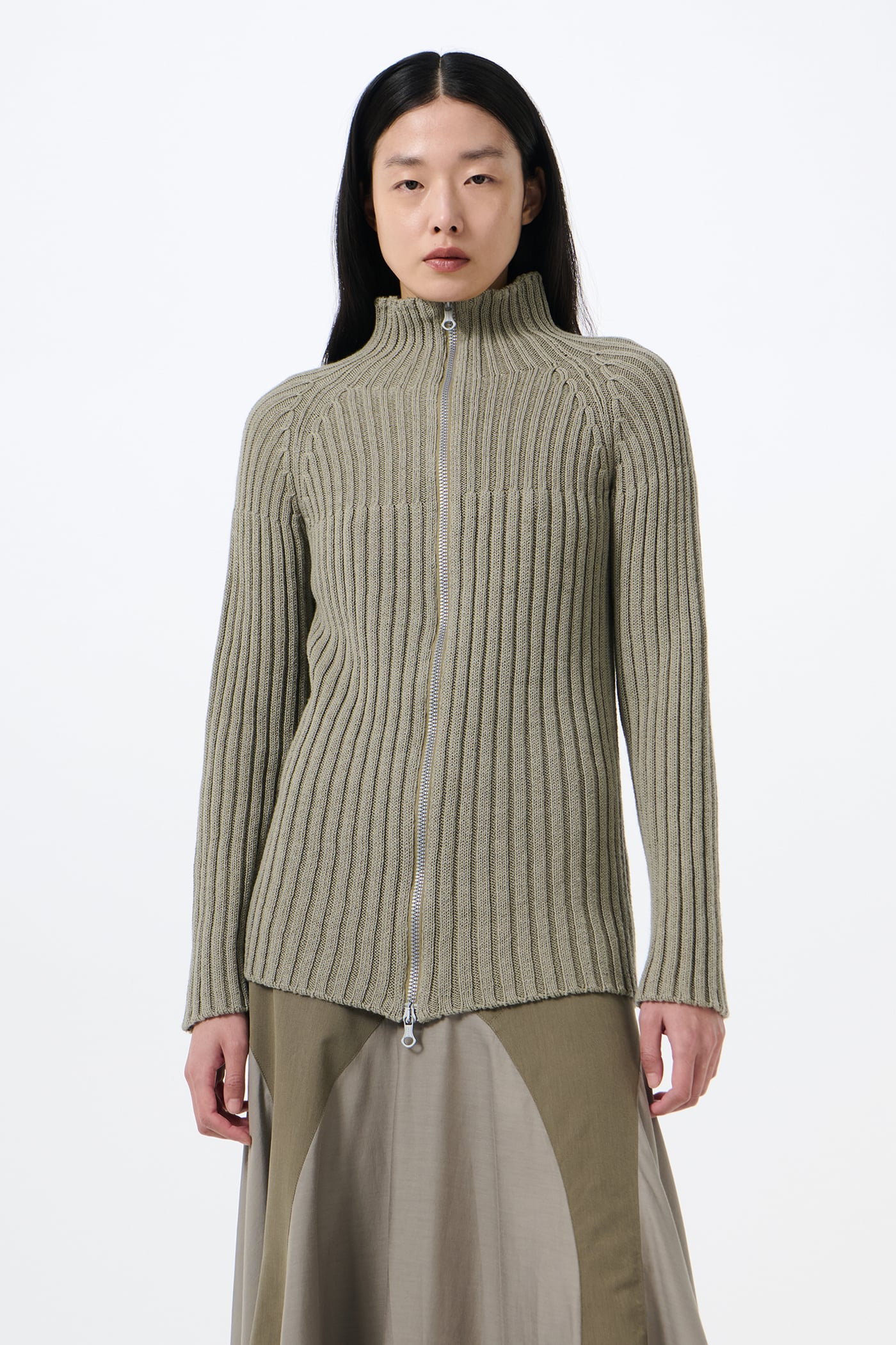 Our Legacy - Column Zip Cardigan Silver Sage Coarse Linen Wool