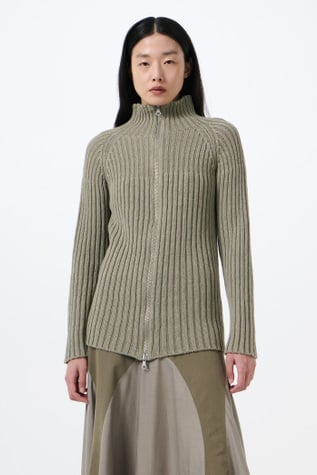 Our Legacy - Column Zip Cardigan Silver Sage Coarse Linen Wool
