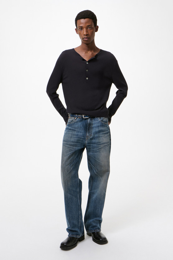 トップス 26ss OUR LEGACY FINE HENLEY Navy 44 Our Legacy - Fine Henley Noble Navy Cotton Crepe