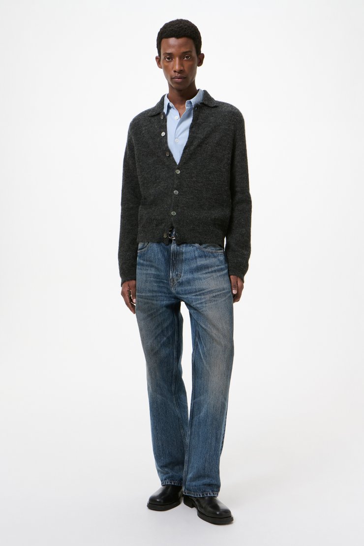 トップス OUR LEGACY EVENING POLO Black Fuzzy 44 Our Legacy - Evening Polo Black Fuzzy Alpaca