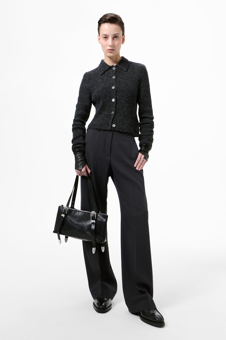 トップス our legacy mazzy polo 40 Our Legacy - Mazzy Polo Charcoal Melange Fuzzy Alpaca