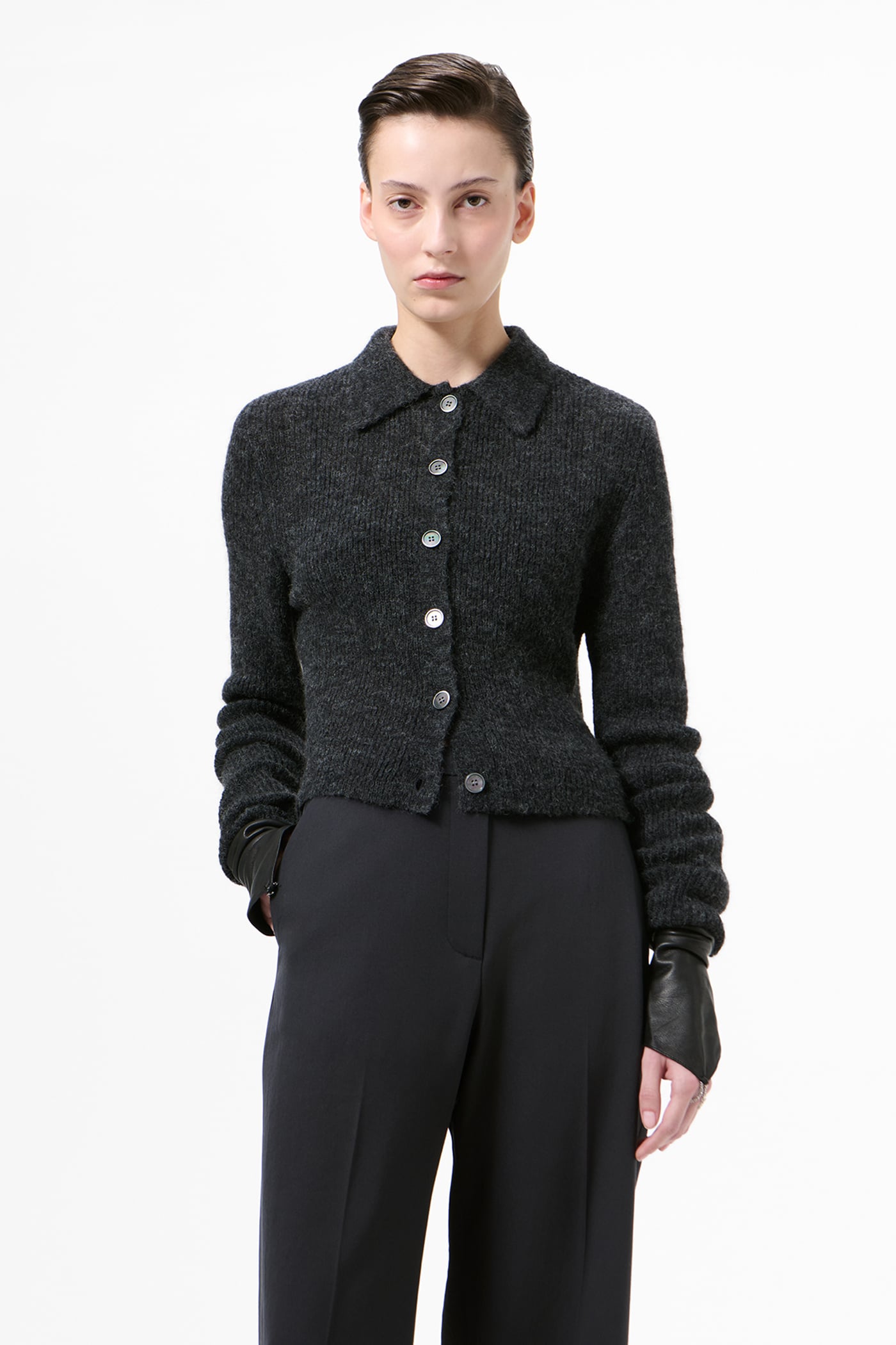 Our Legacy - Mazzy Polo Charcoal Melange Fuzzy Alpaca