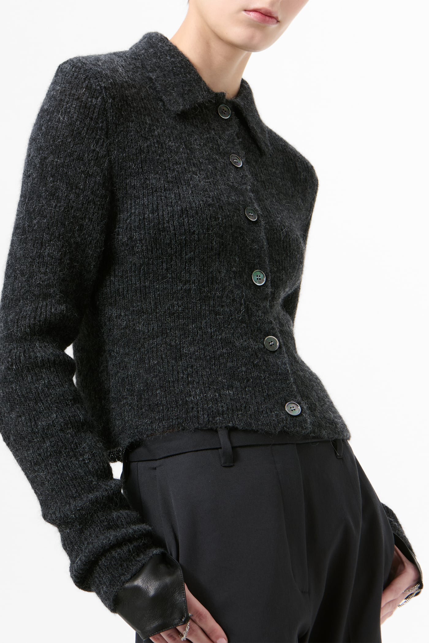Our Legacy - Mazzy Polo Charcoal Melange Fuzzy Alpaca