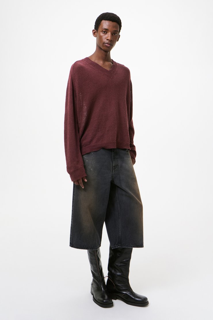 Our Legacy - Rue V-Neck Cabernet Cyclone Linen