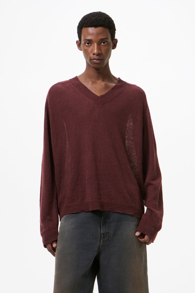 Our Legacy - Rue V-Neck Cabernet Cyclone Linen