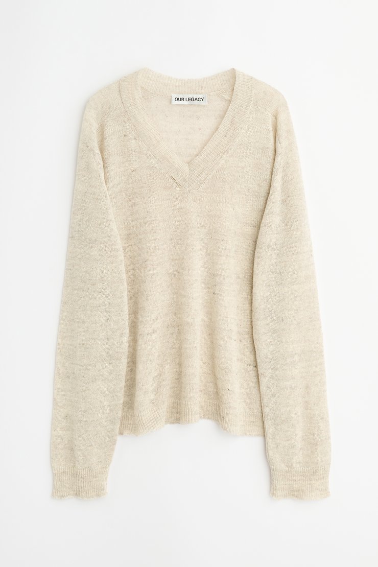 Our Legacy - Rue V-Neck Soft Ecru Cyclone Linen