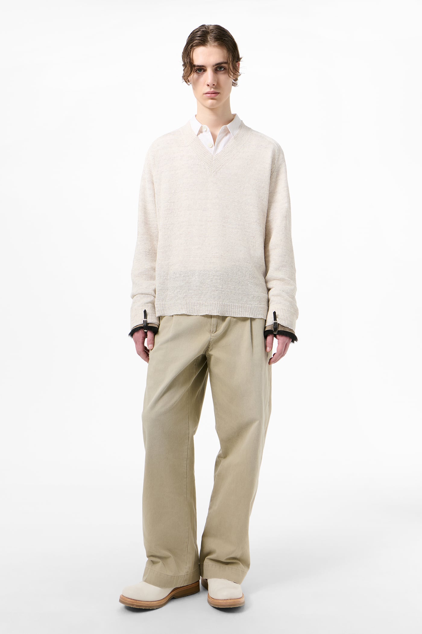 Our Legacy - Rue V-Neck Soft Ecru Cyclone Linen