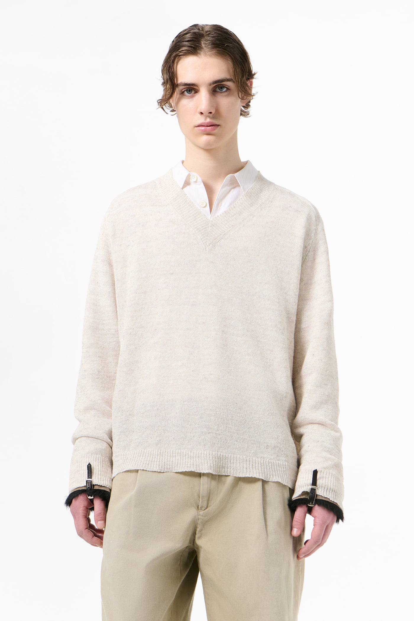 Our Legacy - Rue V-Neck Soft Ecru Cyclone Linen