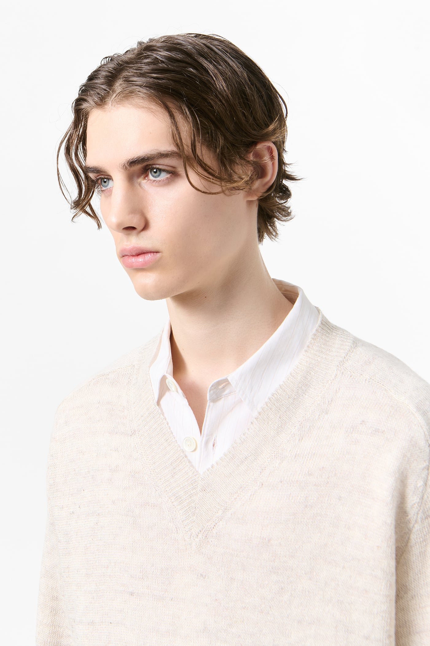 Our Legacy - Rue V-Neck Soft Ecru Cyclone Linen