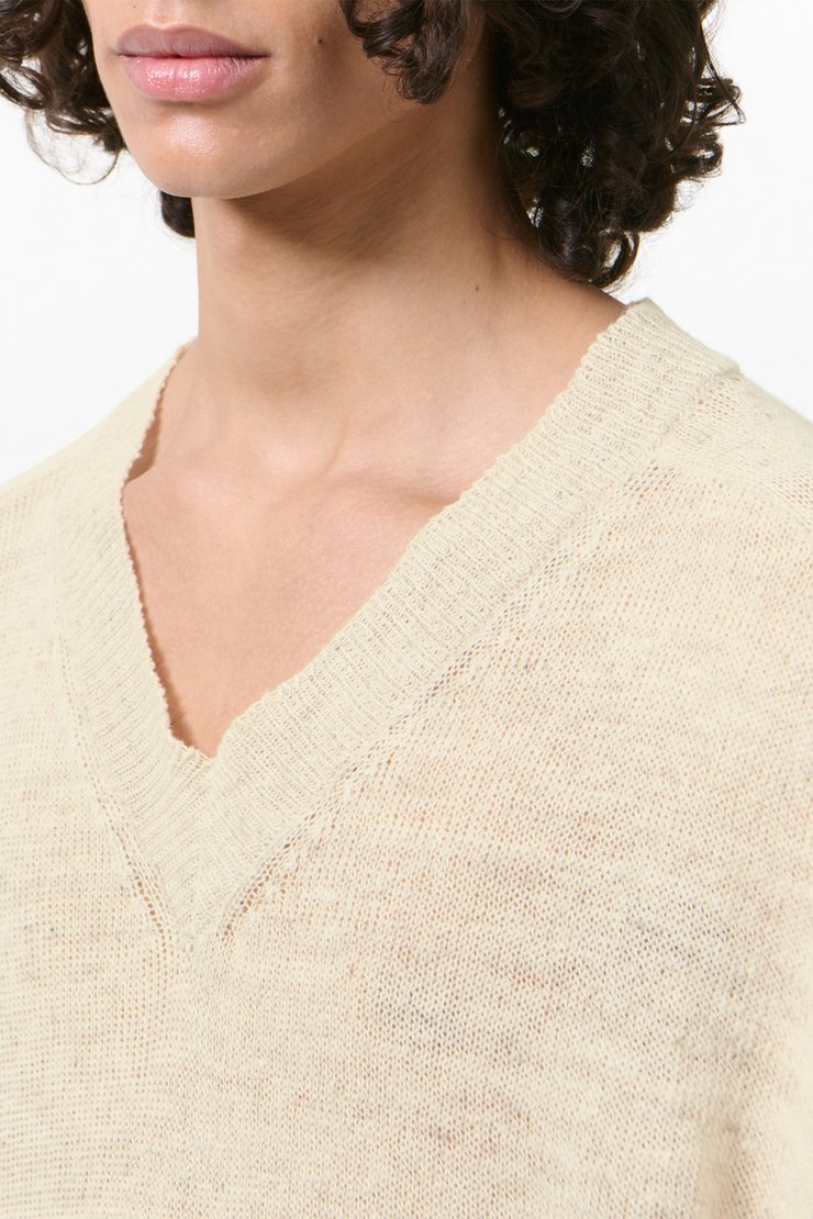 Our Legacy - Rue V-Neck Soft Ecru Cyclone Linen