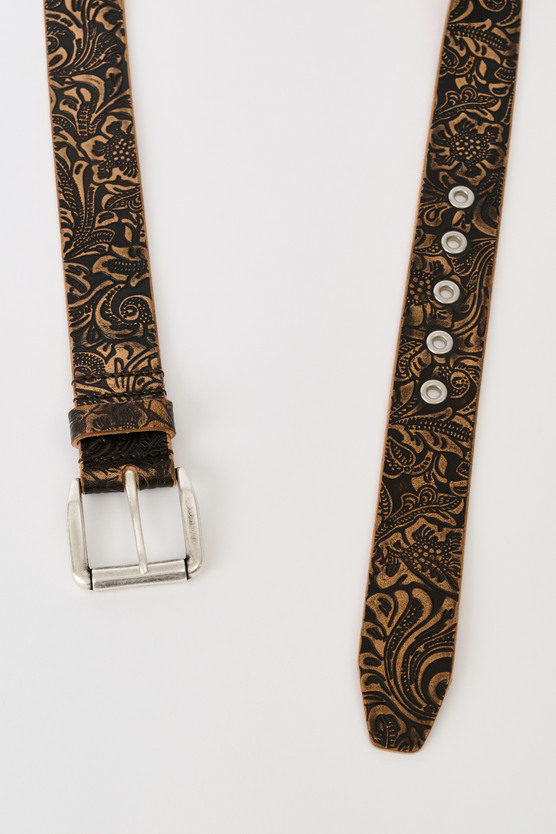 Our Legacy - 4 cm Belt Paisley Black Vintage Leather