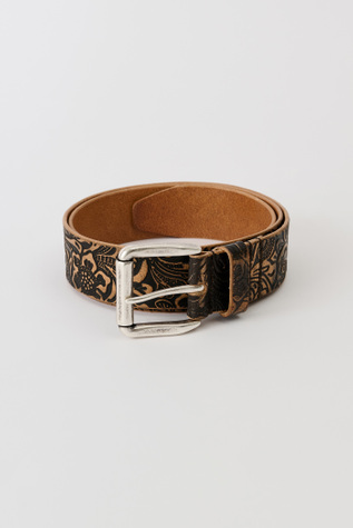 4 Cm Belt Paisley Black Vintage Leather