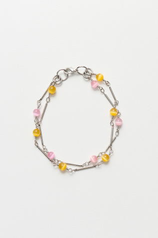 Fabricated Pearl Bracelet Marbled Nectar Brass Link