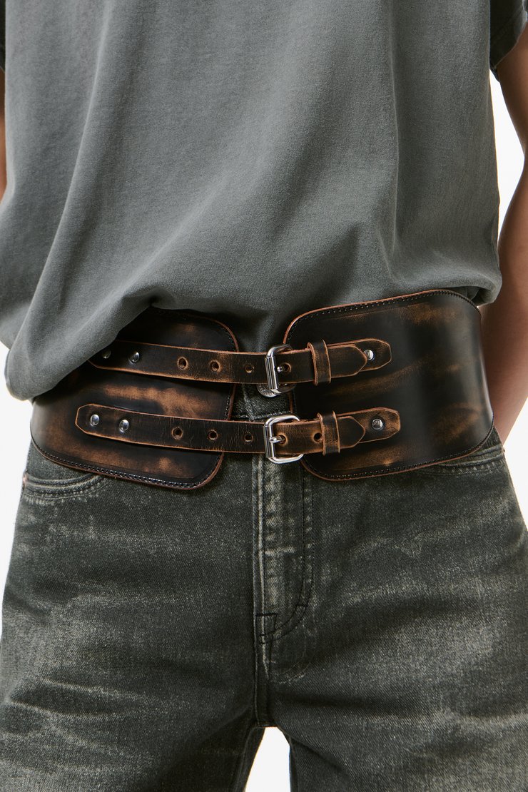 Our Legacy - Twin Tongue Belt Black Chromexcel Leather