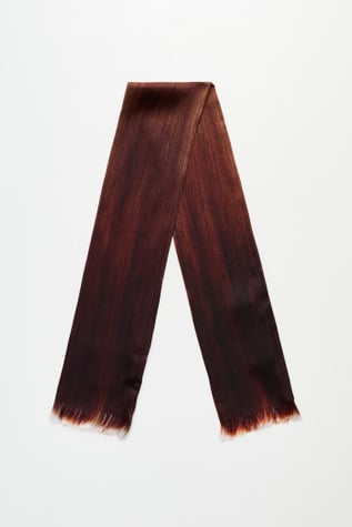 Long Hair Scarf Brunette Silk Satin