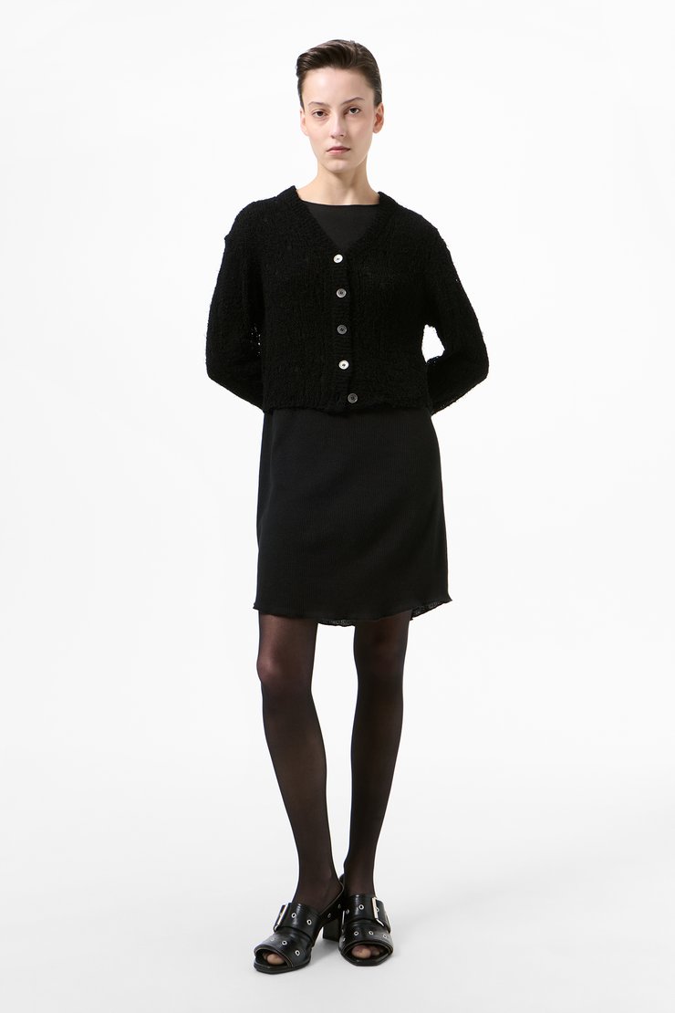 Our Legacy - Academy Cardigan Black Ragged Open Linen