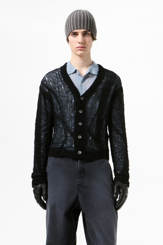 Our Legacy - Academy Cardigan Black Ragged Open Linen