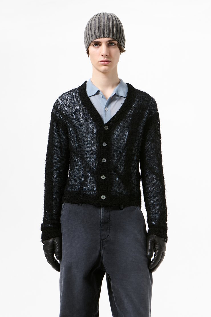 Our Legacy - Academy Cardigan Black Ragged Open Linen