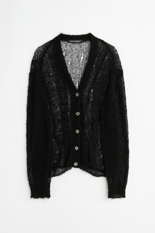 Our Legacy - Academy Cardigan Black Ragged Open Linen