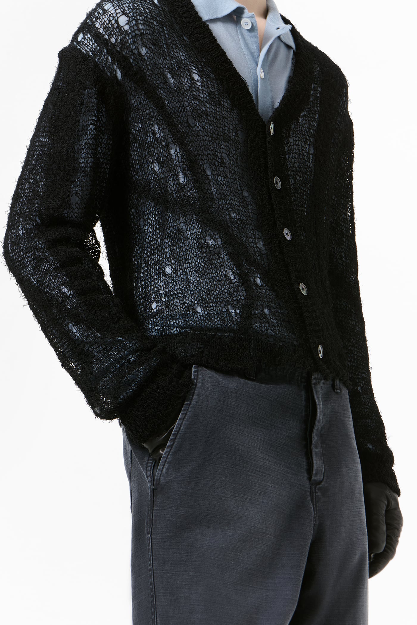 Our Legacy - Academy Cardigan Black Ragged Open Linen
