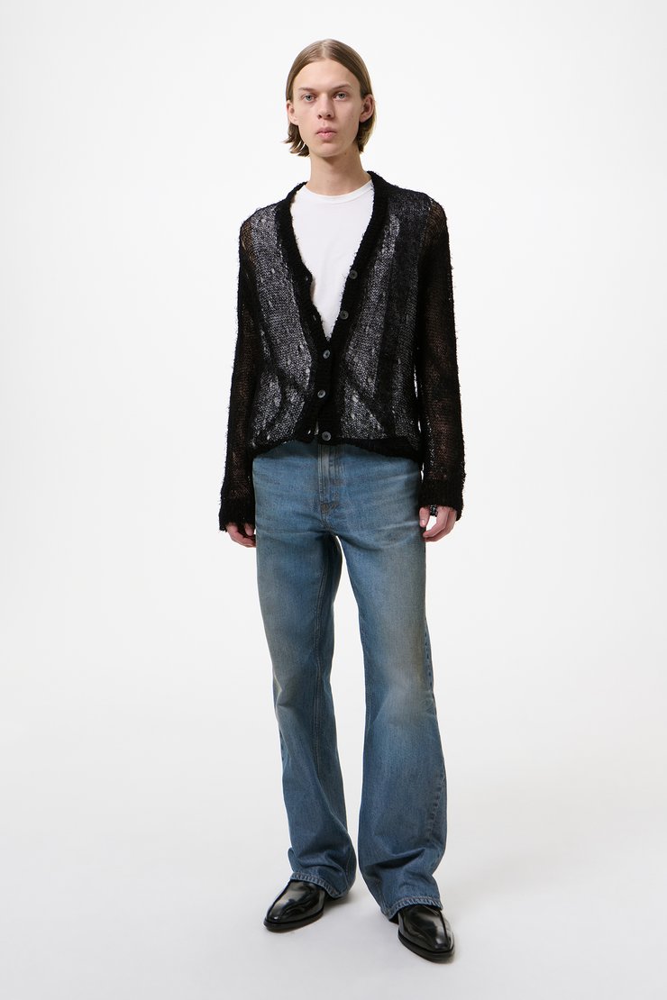 Our Legacy - Academy Cardigan Black Ragged Open Linen
