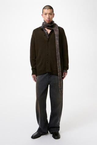Parlor Cardigan Black Coffee Cotton Rafia
