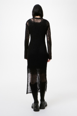Our Legacy - Tower Dress Black Ragged Open Linen