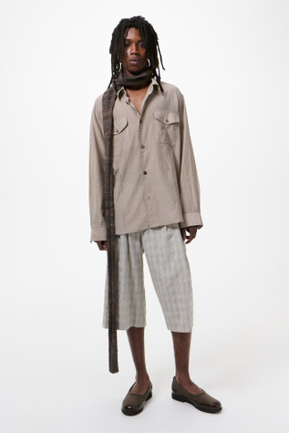 Plough Shirt Hazel Grid Cloud Cotton Silk
