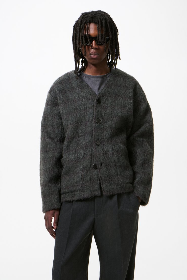 Our Legacy - Cardigan Fuzzed Plum Check Hairy Wool