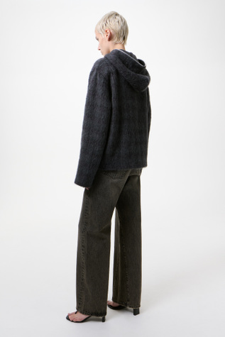 Our Legacy - Full Zip Hood Fuzzed Plum Check Hairy Wool