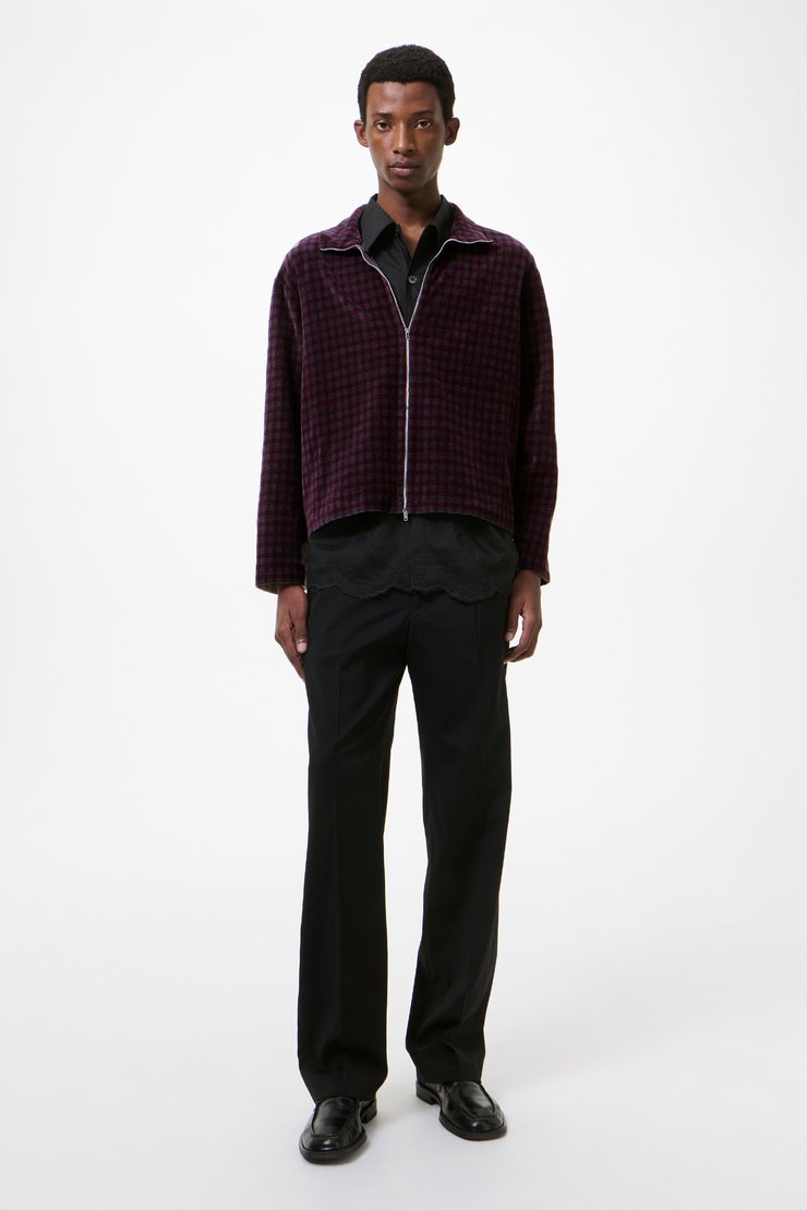 Our Legacy - Shrunken Fullzip Merlot Houndini Check Velour