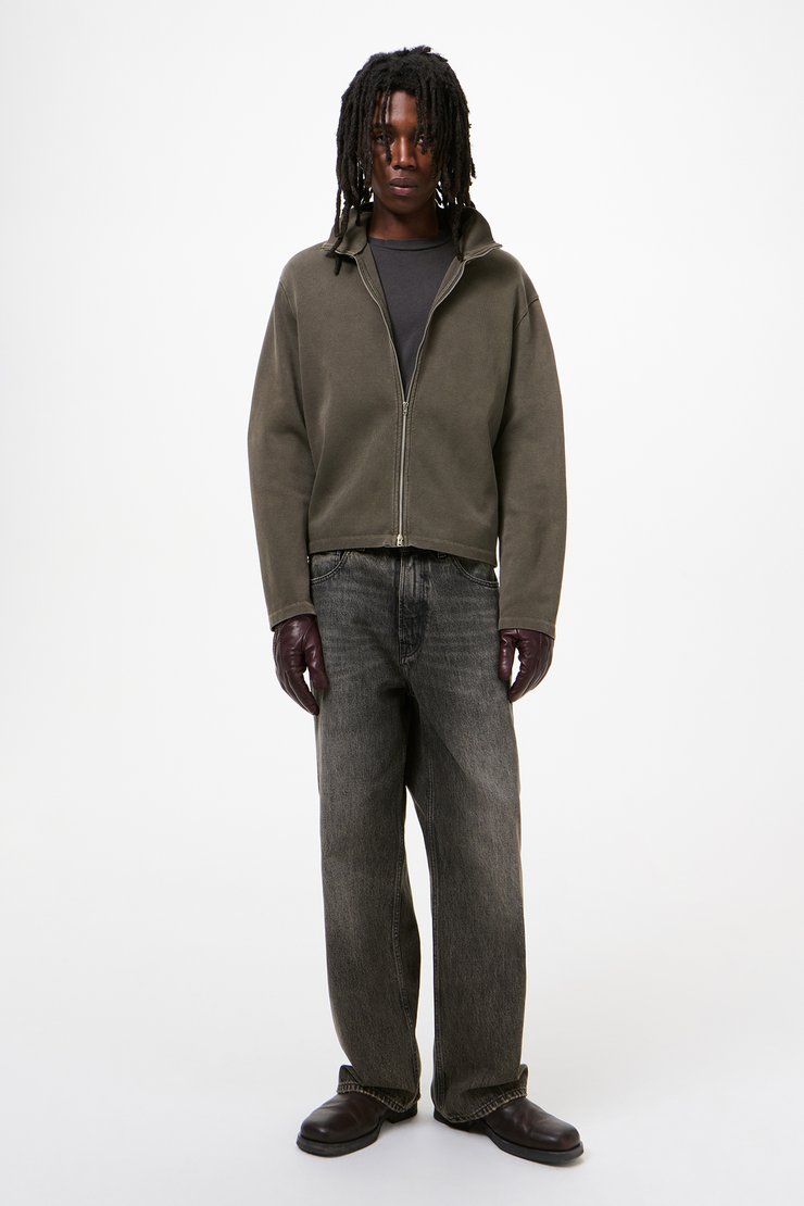 SHRUNKEN FULLZIP - Worn Graphite Athletic Rib