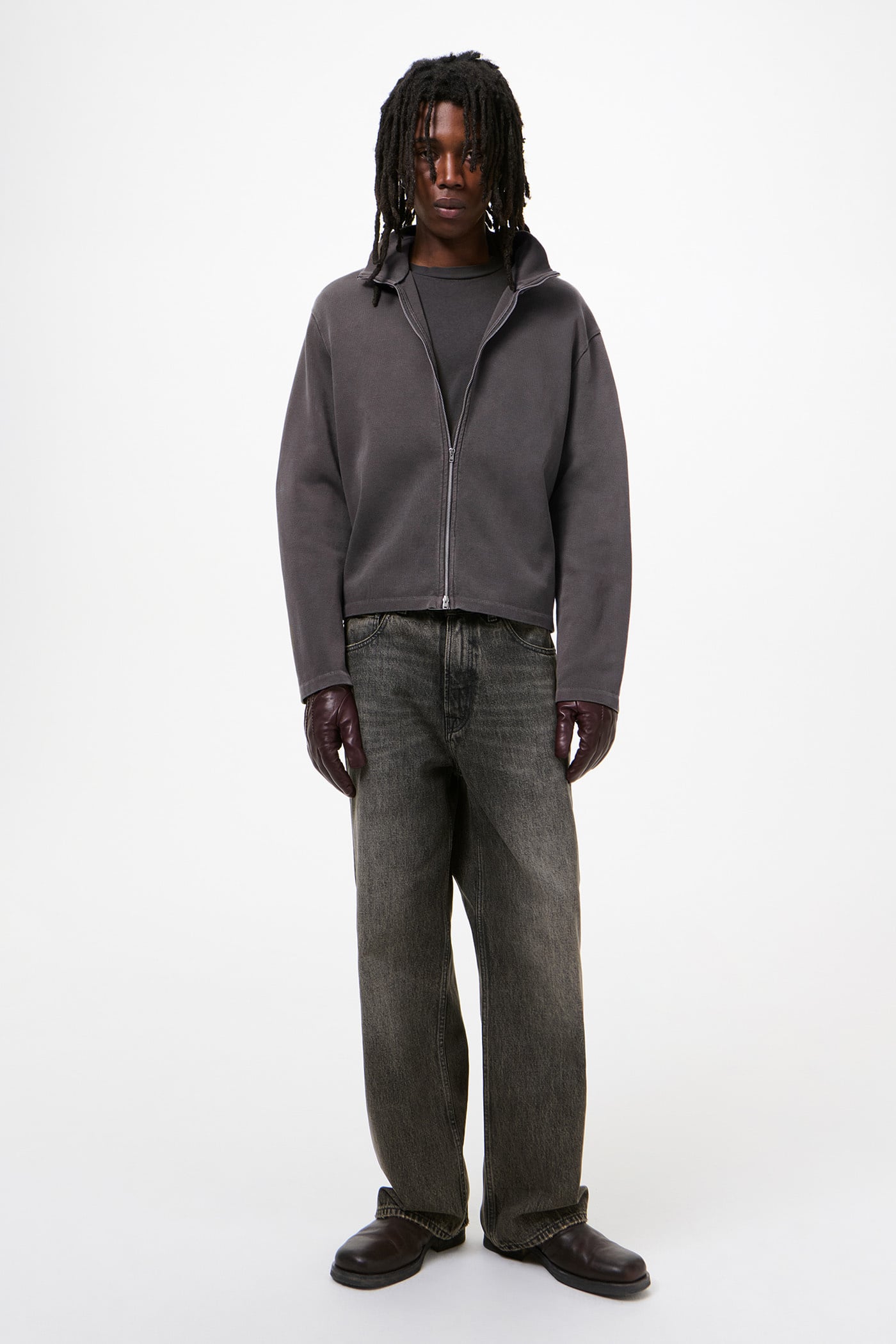 SHRUNKEN FULLZIP - Worn Graphite Athletic Rib detail 1