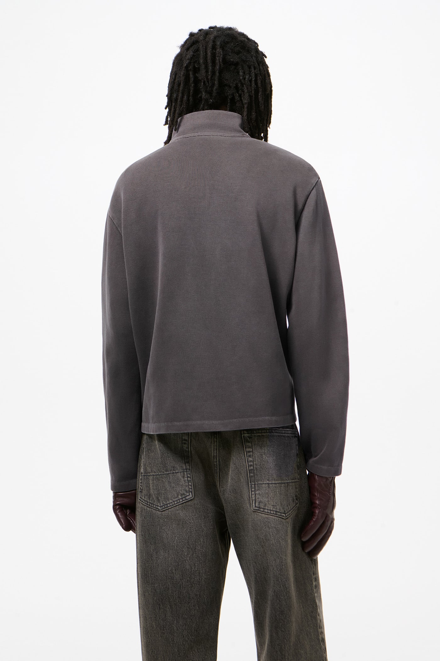 SHRUNKEN FULLZIP - Worn Graphite Athletic Rib detail 3