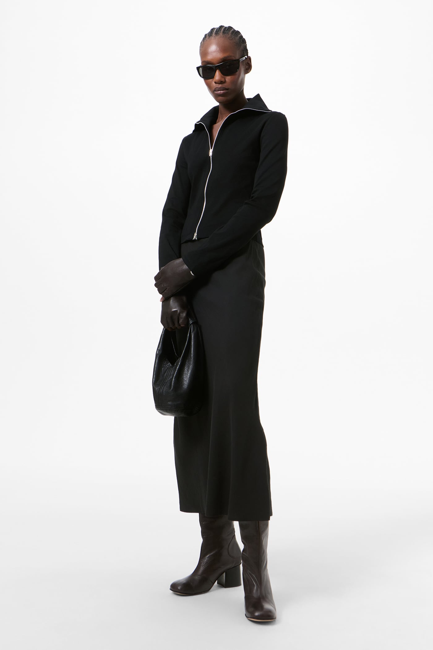 Our Legacy - Slim Zip Longsleeve Coal Essential Rib