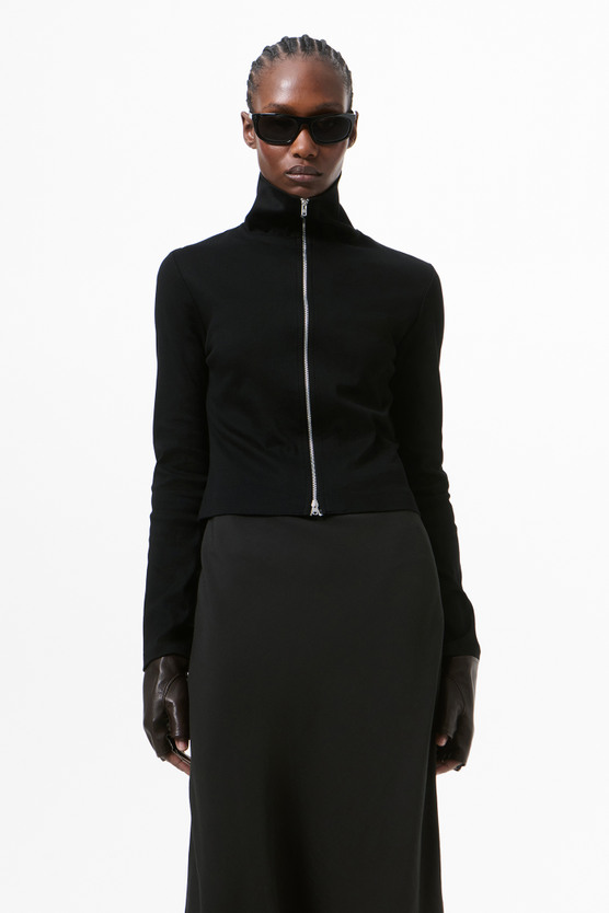 Our Legacy - Slim Zip Longsleeve Coal Essential Rib