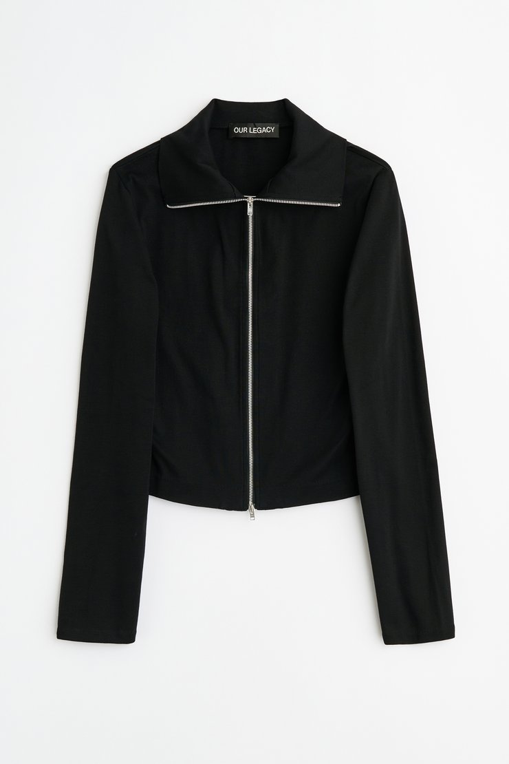Our Legacy - Slim Zip Longsleeve Coal Essential Rib