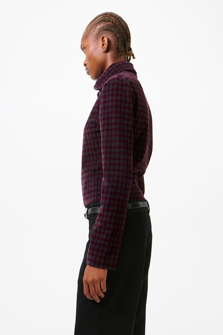 Our Legacy - Slim Zip Longsleeve Merlot Houndini Check Velour